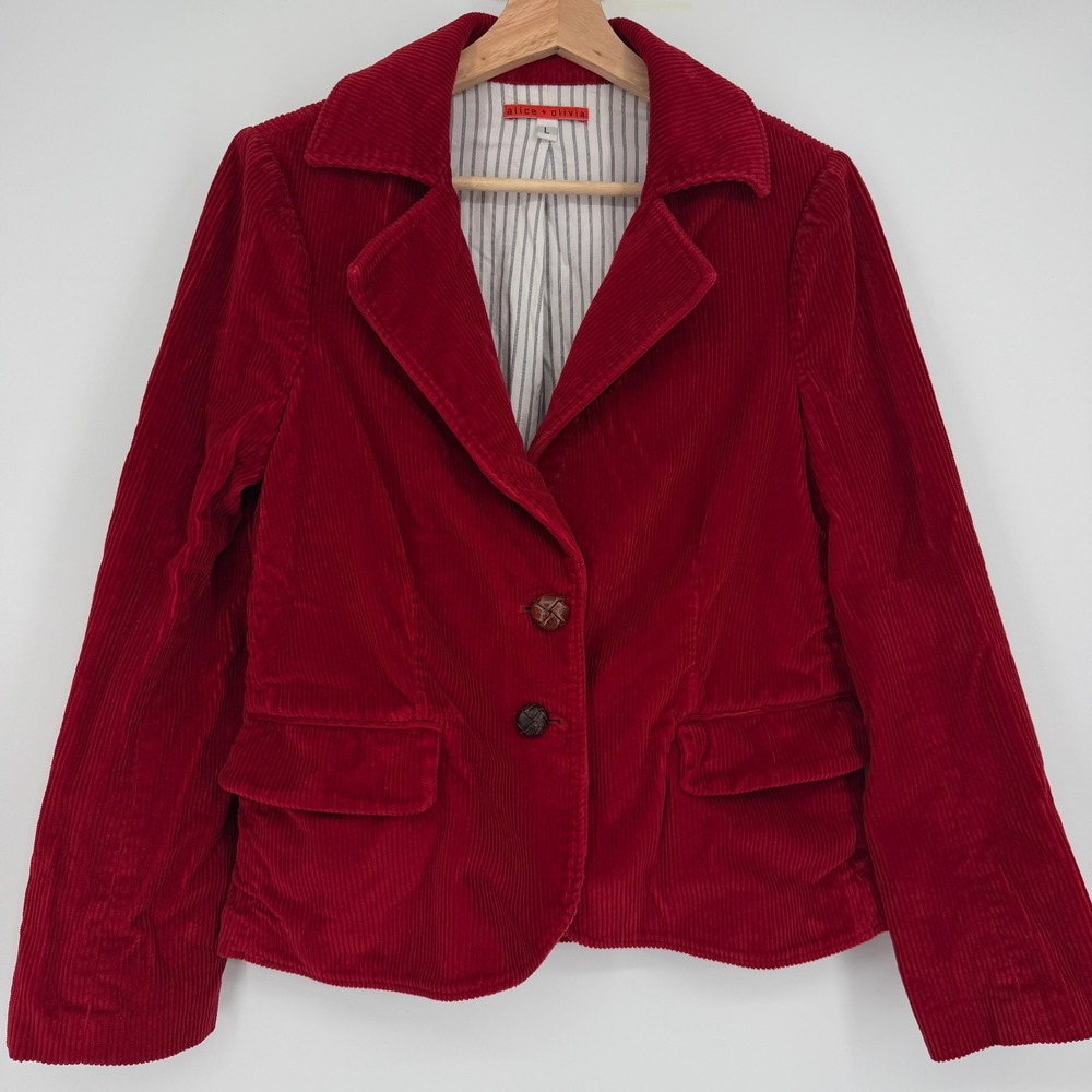 Alice + Olivia Red Corduroy Blazer Jacket
